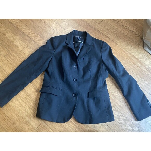 Banana Republic Woman’s Stretch Thin Wool Blazer Black Size 8P Petite 3-Button - Picture 1 of 5